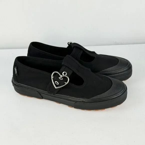 Men's 6, Women's 7.5 - VANS Style 93 Mary Jane Canvas Shoes - Black/Black - Picture 2 of 10
